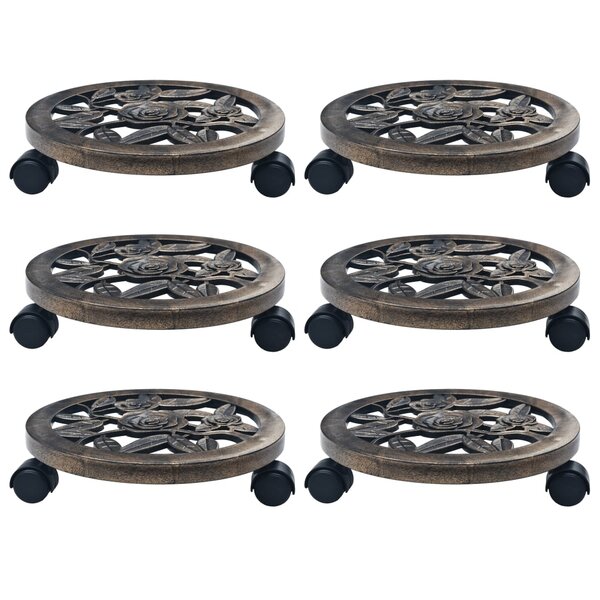 vidaXL Chariots pour plantes 6 Pièces Bronze 30 cm Plastique