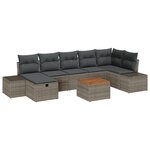 vidaXL Ensemble de canapé de jardin 8 pièces avec coussins gris poly rotin