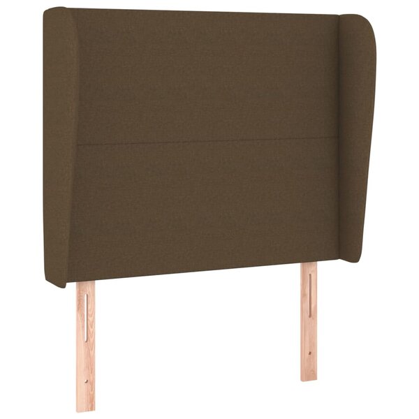 vidaXL Tête de lit avec oreilles Marron foncé 103x23x118/128 cm Tissu