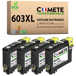 603XL - 4 cartouches compatibles pour Epson 603 XL - 4 noir - COMETE