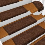 vidaXL Tapis d'escalier 15 Pièces 65x21x4 cm Marron