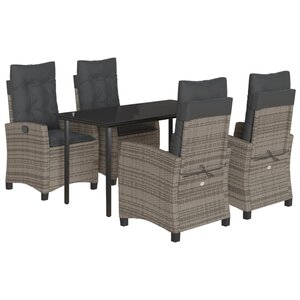 vidaXL Ensemble à manger de jardin 5 Pièces coussins gris résine tressée