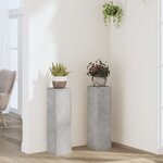 vidaXL Supports pour plantes 2 Pièces gris béton bois d'ingénierie