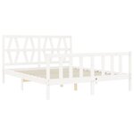 vidaXL Cadre de lit avec tête de lit blanc King Size bois massif