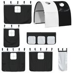 vidaXL Lit mezzanine enfants et tunnel blanc/noir 90x190 cm pin massif
