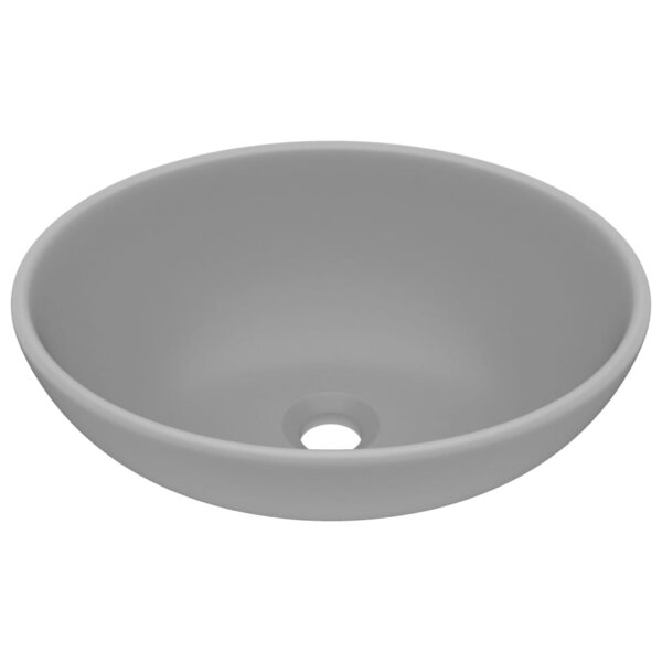 vidaXL Lavabo ovale de luxe Gris clair mat 40x33 cm Céramique