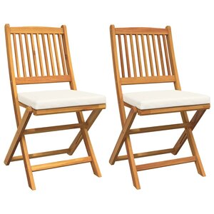 vidaXL Chaise pliante avec coussin 2 Pièces Marron Bois d'acacia massif