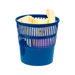 Corbeille à papier q-connect ajourée polystyrène souple et très résistant 15l coloris bleu