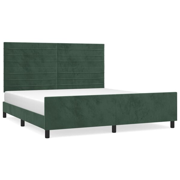 vidaXL Cadre de lit avec tête de lit Vert foncé 180x200 cm Velours