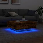 vidaXL Table basse avec lumières LED chêne fumé 80x80x31 cm
