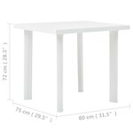 vidaXL Table de jardin Blanc 80x75x72 cm Plastique