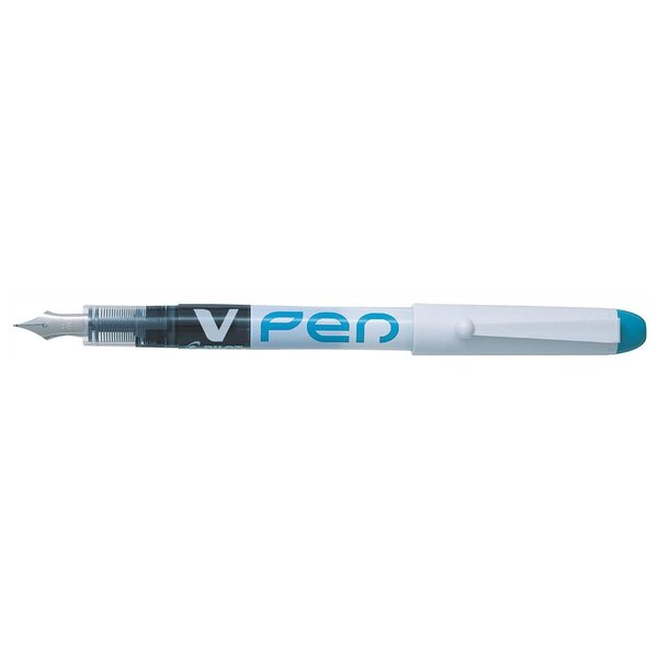 Stylo plume jetable effaçable v-pen pointe moyenne turquoise x 12 pilot