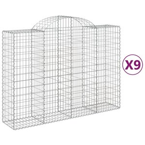 vidaXL Paniers à gabions arqués 9 Pièces 200x50x140/160 cm Fer galvanisé