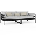 vidaXL Lit de jour noir bois de pin massif 90x200 cm