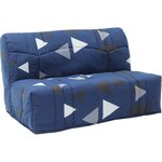 Banquette BZ - Tissu 100  Coton bikini bleu - Couchage 140 x 190 cm - 145 x 100 x 90 cm