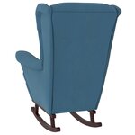 vidaXL Fauteuil à bascule et pieds en bois massif d'hévéa Bleu Velours