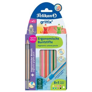 Crayon de couleur griffix étui carton 8 + 1 PELIKAN