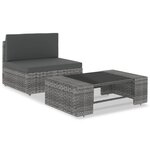 vidaXL Salon de jardin 2 Pièces Résine tressée Gris
