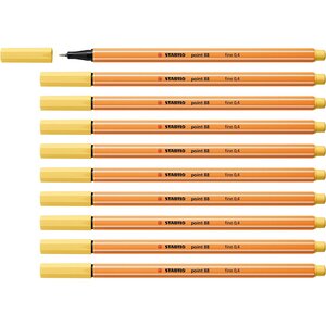 Feutre à pointe fine point 88 jaune clair x 10 stabilo