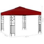 vidaXL Tonnelle avec guirlande lumineuse à LED 3x3 m Bordeaux