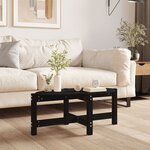 vidaXL Table basse Noir 87x48x35 cm Bois massif de pin