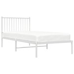 vidaXL Cadre de lit métal avec tête de lit blanc 90x200 cm