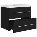 vidaXL Armoire d'évier avec lavabo intégré Noir Aggloméré