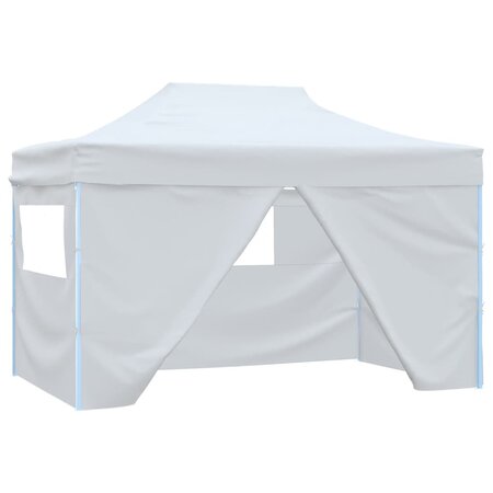 vidaXL Tente de réception pliable avec 4 parois 3x4 m Acier Blanc