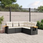 vidaXL Salon de jardin 5 Pièces avec coussins noir résine tressée