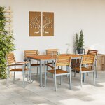 vidaXL Ensemble de salle à manger de jardin 7 pièces en bois massif d'acacia et métal