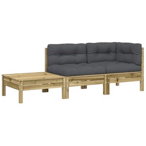 vidaXL Canapé de jardin avec coussins et repose-pied bois pin imprégné
