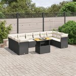 vidaXL Salon de jardin 11 Pièces avec coussins noir résine tressée