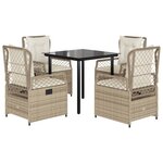 vidaXL Ensemble à manger de jardin avec coussins 5Pièces Beige poly rotin