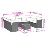 vidaXL Salon de jardin avec coussins 10 Pièces beige résine tressée