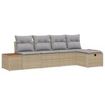 vidaXL Ensemble de 5 Pièces de Canapé de Jardin avec Coussins Beige Poly Rattan