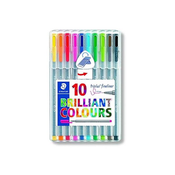 Fineliner triplus BRILLIANT COLOURS, étui de 10 STAEDTLER