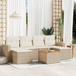 vidaXL Salon de jardin avec coussins 7 Pièces beige résine tressée