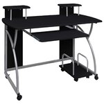 vidaXL Bureau d'ordinateur Noir 110x52x88 5 cm Bois d’ingénierie