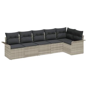 vidaXL Ensemble de canapé de jardin 6 Pièces Gris clair polyrotin