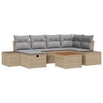 vidaXL Ensemble de sofa de jardin 7 pièces coussins Beige Poly Rattan