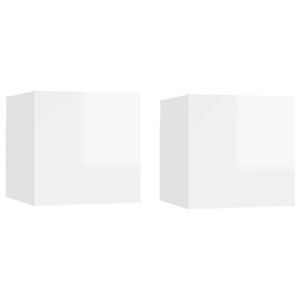 vidaXL Tables de chevet 2 Pièces Blanc brillant 30 5x30x30 cm