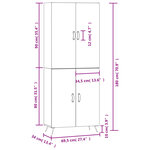 vidaXL Buffet haut Gris béton 69 5x34x180 cm Bois d'ingénierie