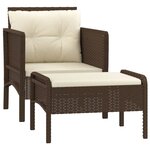 vidaXL Salon de jardin 2 Pièces avec coussins Marron Résine tressée
