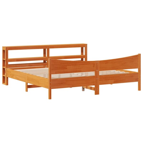 vidaXL Cadre de lit et tête de lit cire marron 200x200 cm bois de pin