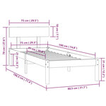 vidaXL Cadre de lit Blanc Bois massif 75x190 cm Petit simple