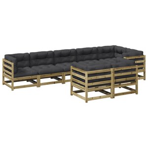 vidaXL Salon de jardin 8 Pièces avec coussins bois de pin imprégné