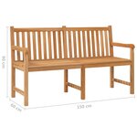 vidaXL Banc de jardin 150 cm Bois de teck solide