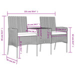 vidaXL Canapé jardin 2 places et table basse Résine tressée Anthracite