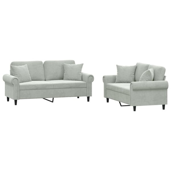 vidaXL Ensemble de canapés 2 Pièces avec coussins gris clair velours