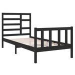 vidaXL Cadre de lit Noir Bois massif 75x190 cm Petit simple